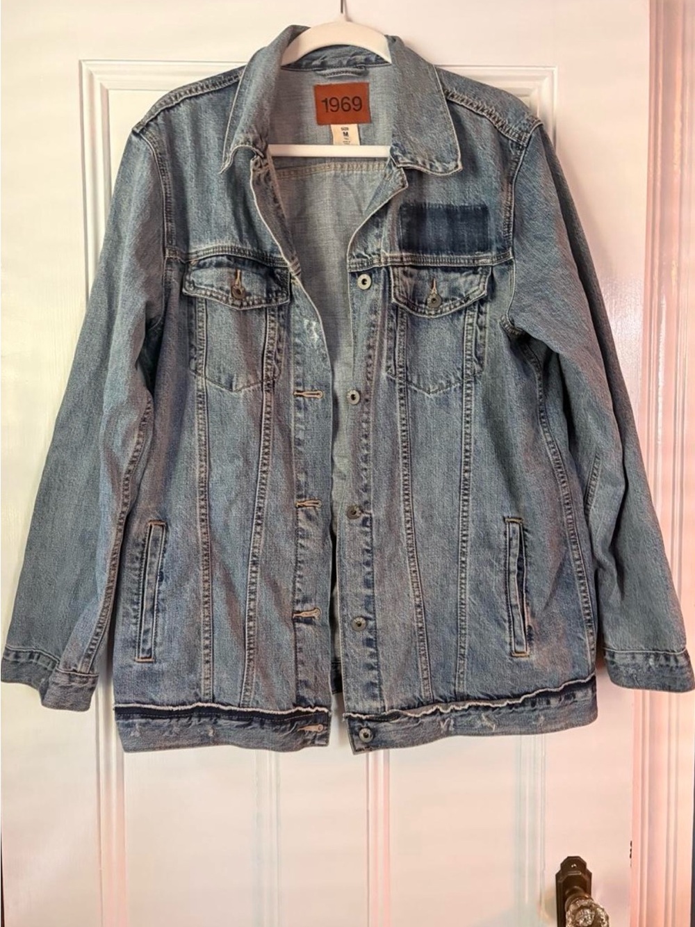 Gap Distressed Blue Denim Jacket - Men’s Size M, tall